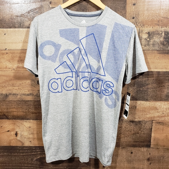 Adidas NWT large blue logo short sleeve shirt - Picture 1 of 7